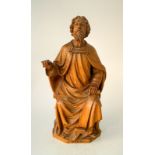 Der Prophet Isaias, Skulptur des 19. Jhd. Eiche geschnitzt, vollplastische Darstellung des sitzenden