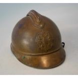 Russischer Infantriehelm M 1916- 1916-1918 Geprägtes, vernietetesStahlblech - verkupfert, braun