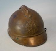 Russischer Infantriehelm M 1916- 1916-1918 Geprägtes, vernietetesStahlblech - verkupfert, braun