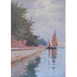 Clavel, Marie Joseph Léon (1850 in Paris - 1923 in Paris): Segelboote in der Lagune vor Venedig Öl
