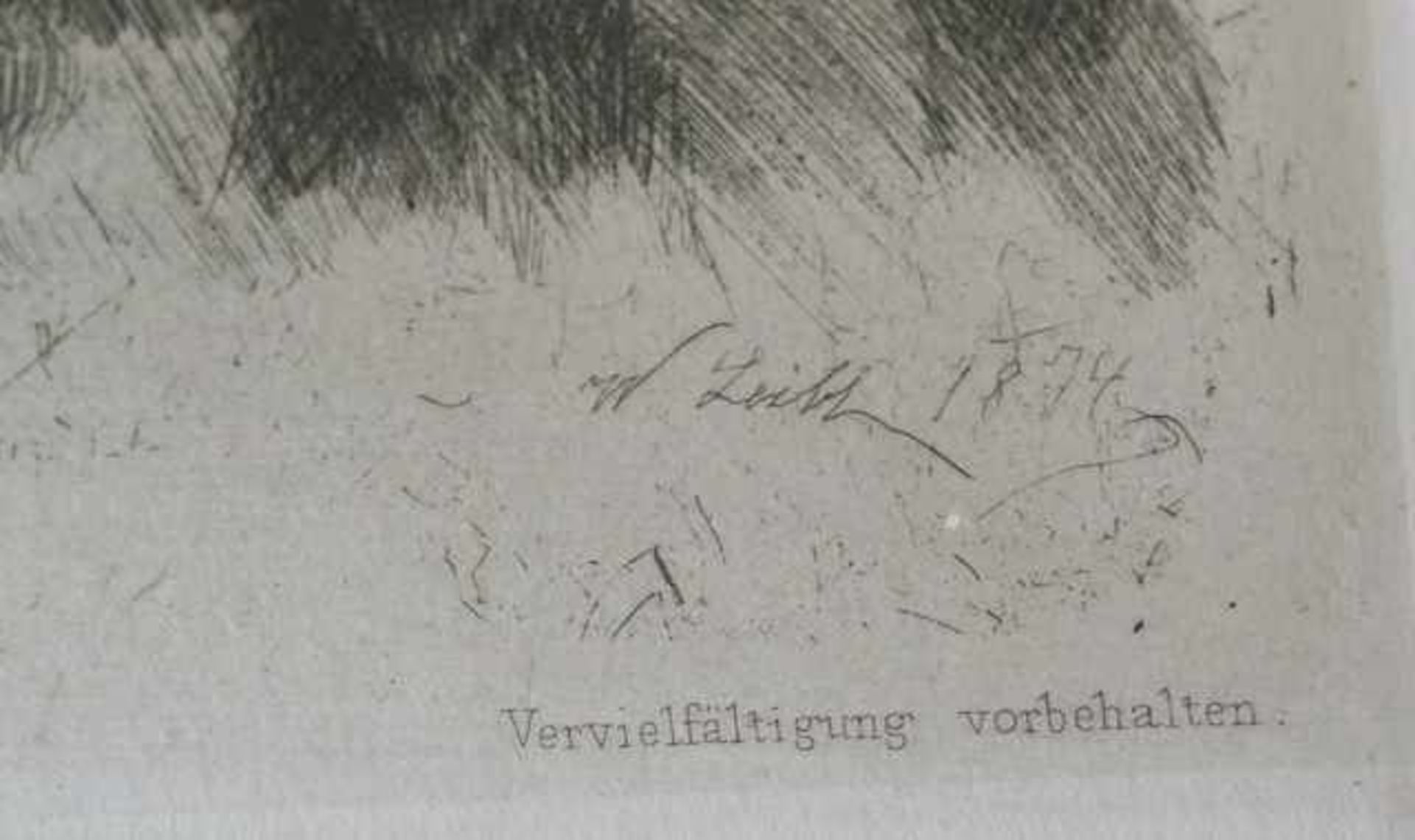 Leibl, Wilhelm (*1844 in Köln,  1900 in Würzburg): Sammlung dreier Grafiken Radierung "Der - Image 3 of 4