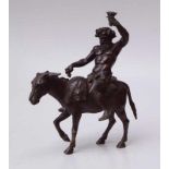 Bewegte Bronzefigur "Bacchus auf Esel" von Suss Zweiteiliger Bronzeguss, Bacchus auf reitend auf