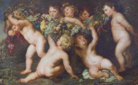 Maler des 19. Jhd.: Unsignierte Kopie nach Peter Paul Rubens "Der Früchtekranz", 19. Jhd. Öl auf