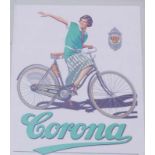 Corona Fahrräder, Werbeplakat der 20er Jahre Farblithographie, Plakat für die Corona-Werke in