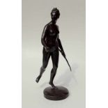 Houdon, Jean-Antoine, nach (1741 Versailles - 1828 Paris): Jagdgöttin Diana, Bronze, 19. Jhd. Bronze
