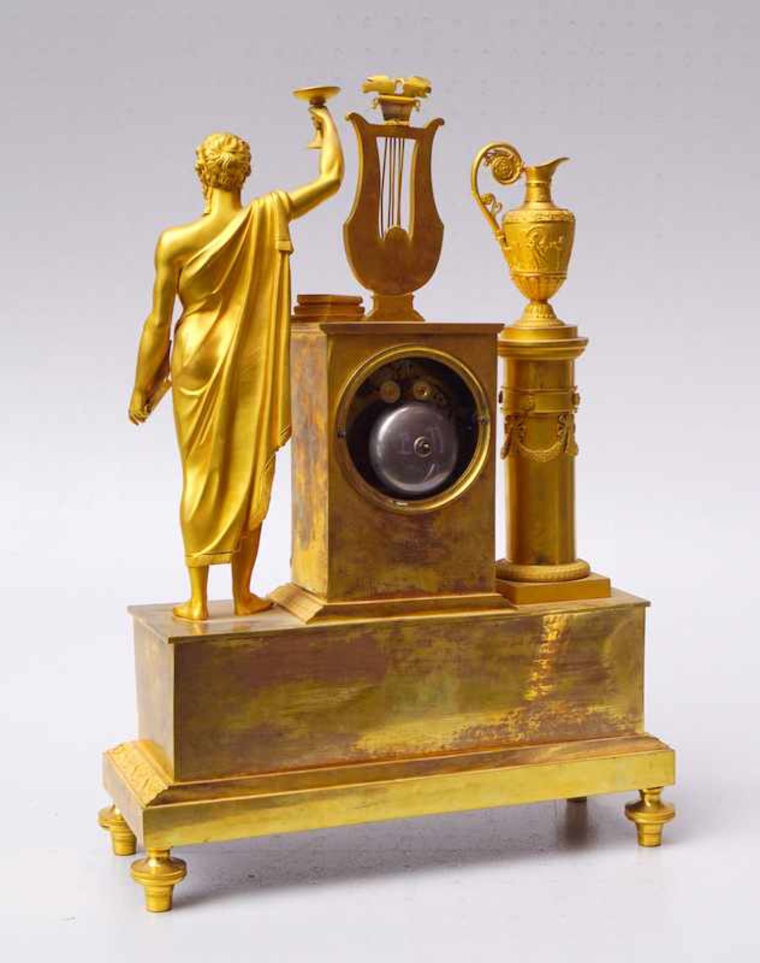 Le Clerk á Bruxelles: große, feuervergoldete Pendule des Empire, um 1820 Gehäuse aus - Image 7 of 8