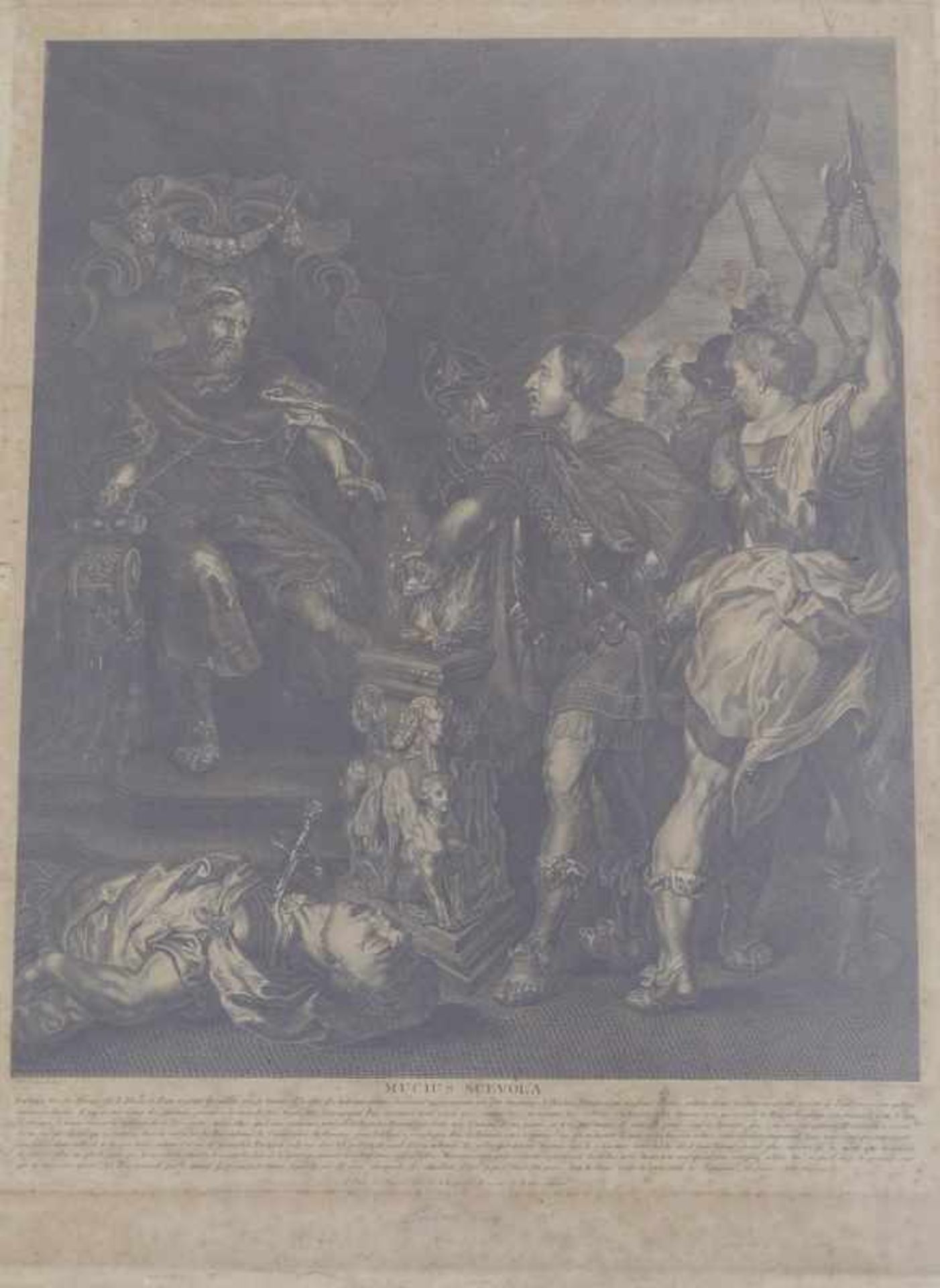 Rubens, Peter Paul, nach (1577 Siegen - 1640 Antwerpen): "Mucius Scevola" Großer Kupferstich auf