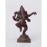 Tanzender Ganescha Bronze , Hellbraun Patiniert, -unsign, Gesamt 17 cm Indien 20. Jh.