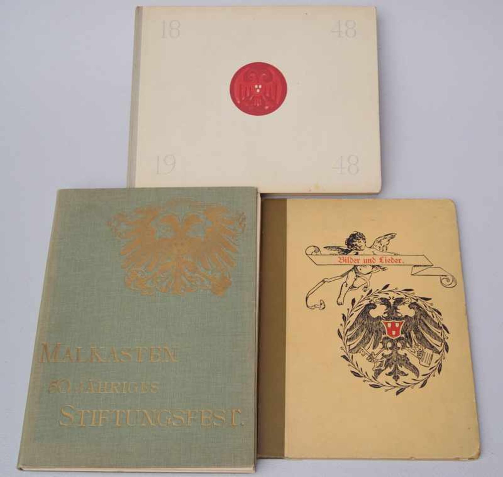 3 hist. Bücher der Künstlervereinigung Malkasten, Düsseldorf, Nachl. Josef Kleesattel