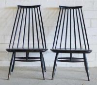 Paar Mademoiselle-Stühle, Entw. Imari Topiovaara für Asko, von 1960 Hartholz schwarz lackiert,