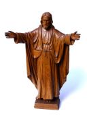 Eichenskulptur segnender Christus, um 1900 Aus massiver Eiche holzsichtig gearbeitete Skulptur,
