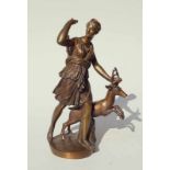 Bewegte Bronzefigur "Diana von Versailles" mit Hirschkuh Bewegte Darstellung von Diana von