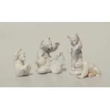 Sammlung von 4 Eisbärenfiguren,u.A.KPM,Royal Kopenhagen Weißporzellan teilw. dezen farbig