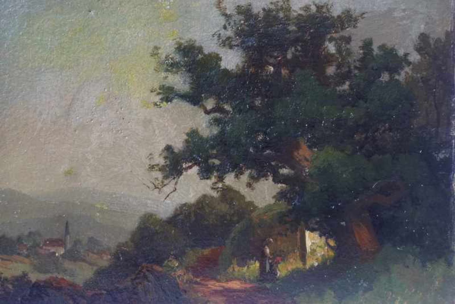 Grab, Bertha Edle von (1840 Prag-1907 ebenda): Mittelgebirgslandschaft mit Kapelle Öl auf