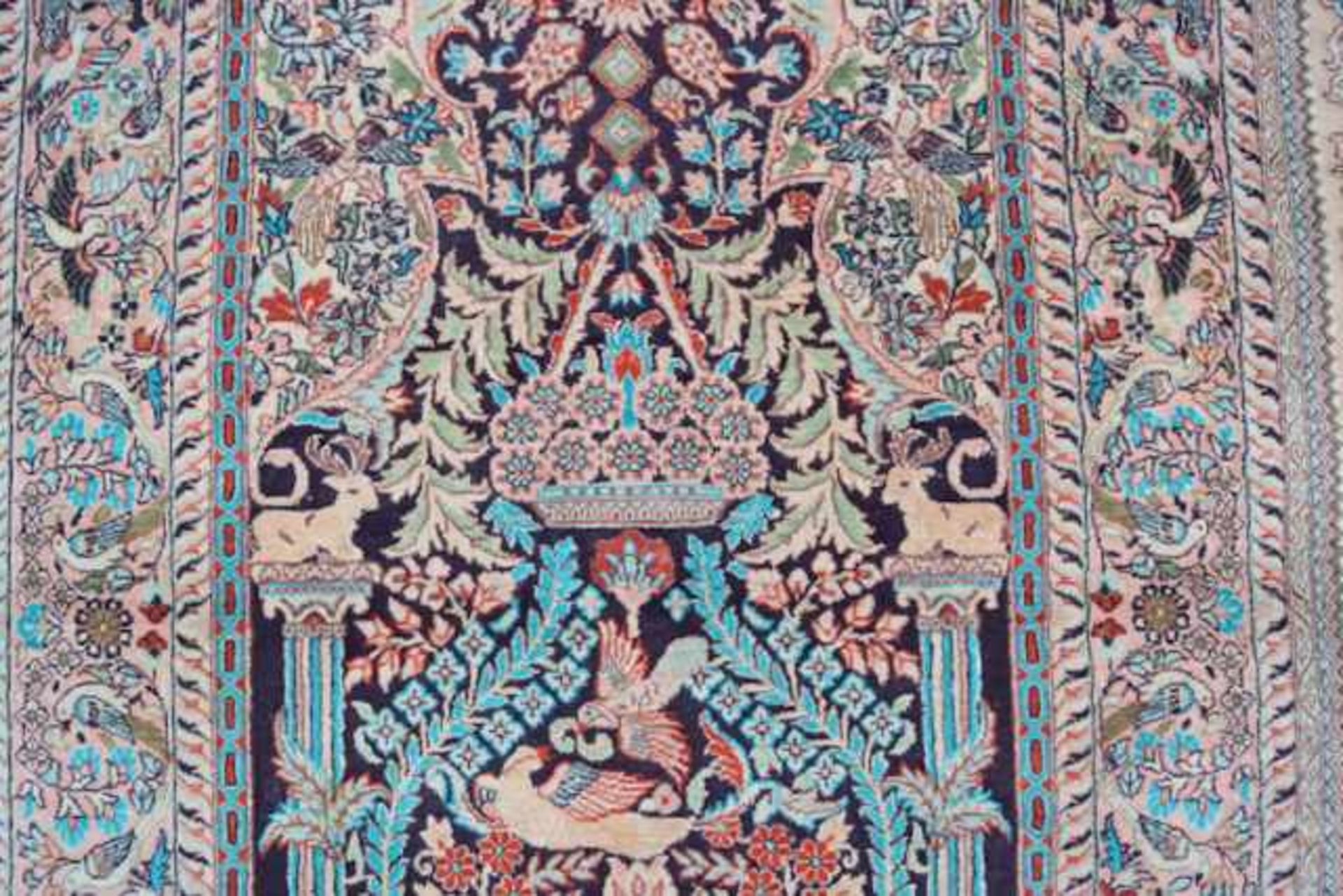 Persischer Isfahan Baumwolle auf Seidenkette, guter Zustand, 93cm x 154cm. - Bild 2 aus 4