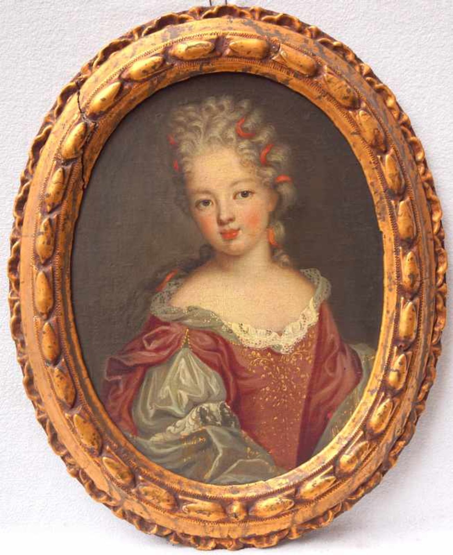 französischer Maler des 18.Jhd.: Porträt eines aristokratischen Mädchens, um 1750 Öl auf Leinwand