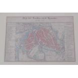 "Plan der Residenzstadt Hannover im Jahr 1834" Kupferstich altcoloriert, leicht stockfleckig, 45cm x