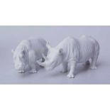 Rosenthal, Studio Line: 2 Tierfiguren, Nashorn und Nilpferd weißes Bisquitporzellan, hÖhe jeweils