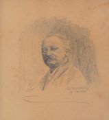 Kleesattel, Josef (1852 Köln - 1926 Düsseldorf): Selbstportrait Bleistiftzeichnung, Schulterstück im