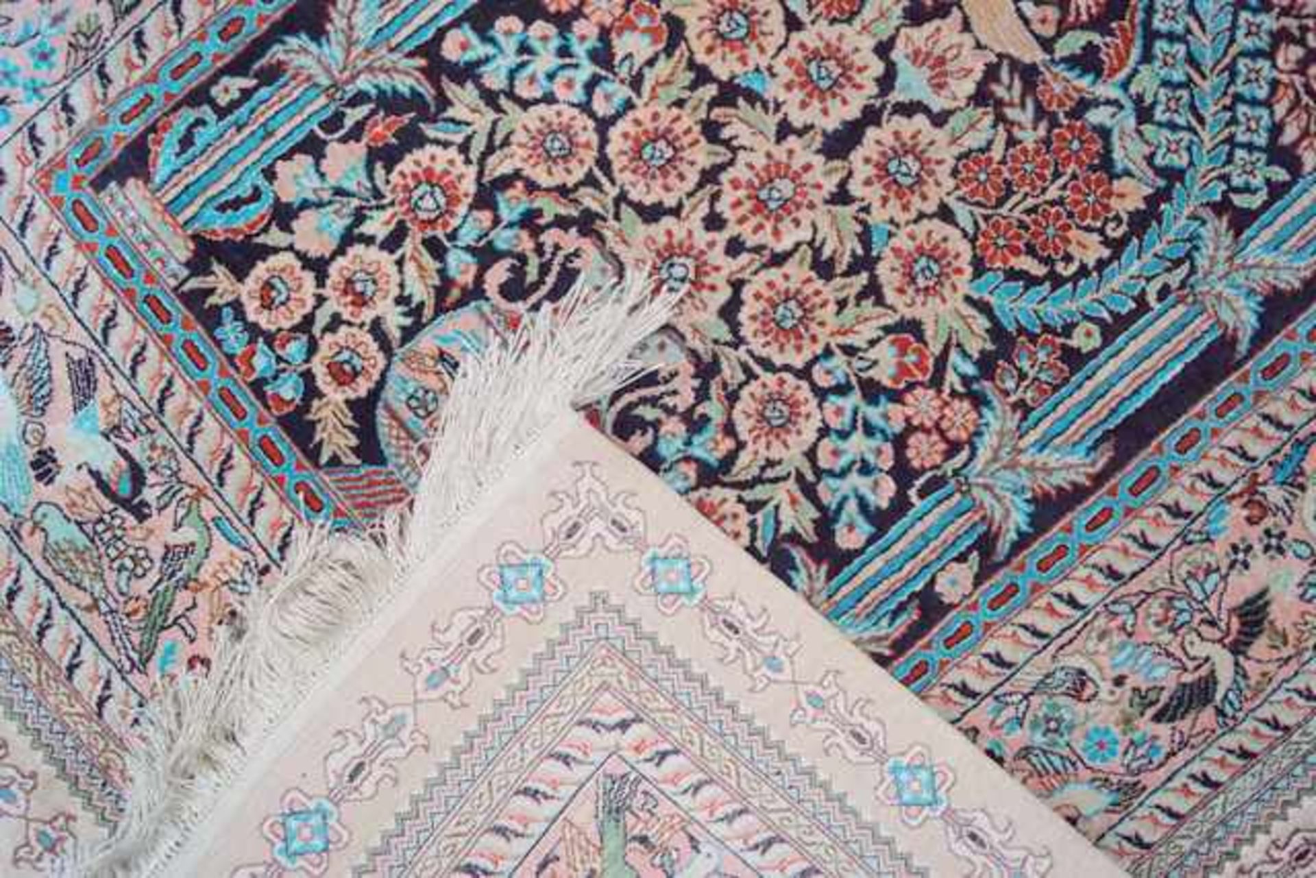 Persischer Isfahan Baumwolle auf Seidenkette, guter Zustand, 93cm x 154cm. - Bild 4 aus 4