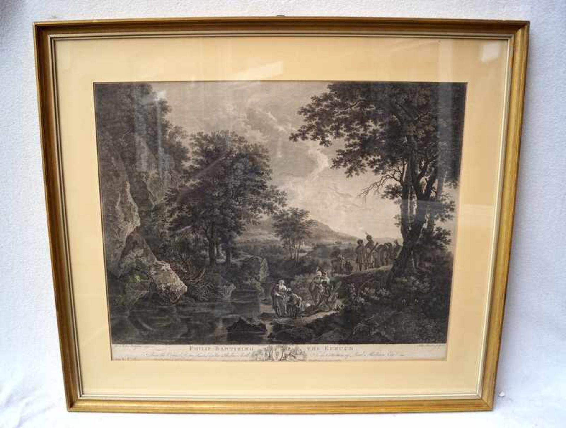 Browne, John (1742 - 1801): " Philip Baptizing The Eunuch" großformatiger Kupferstich auf Bütten,
