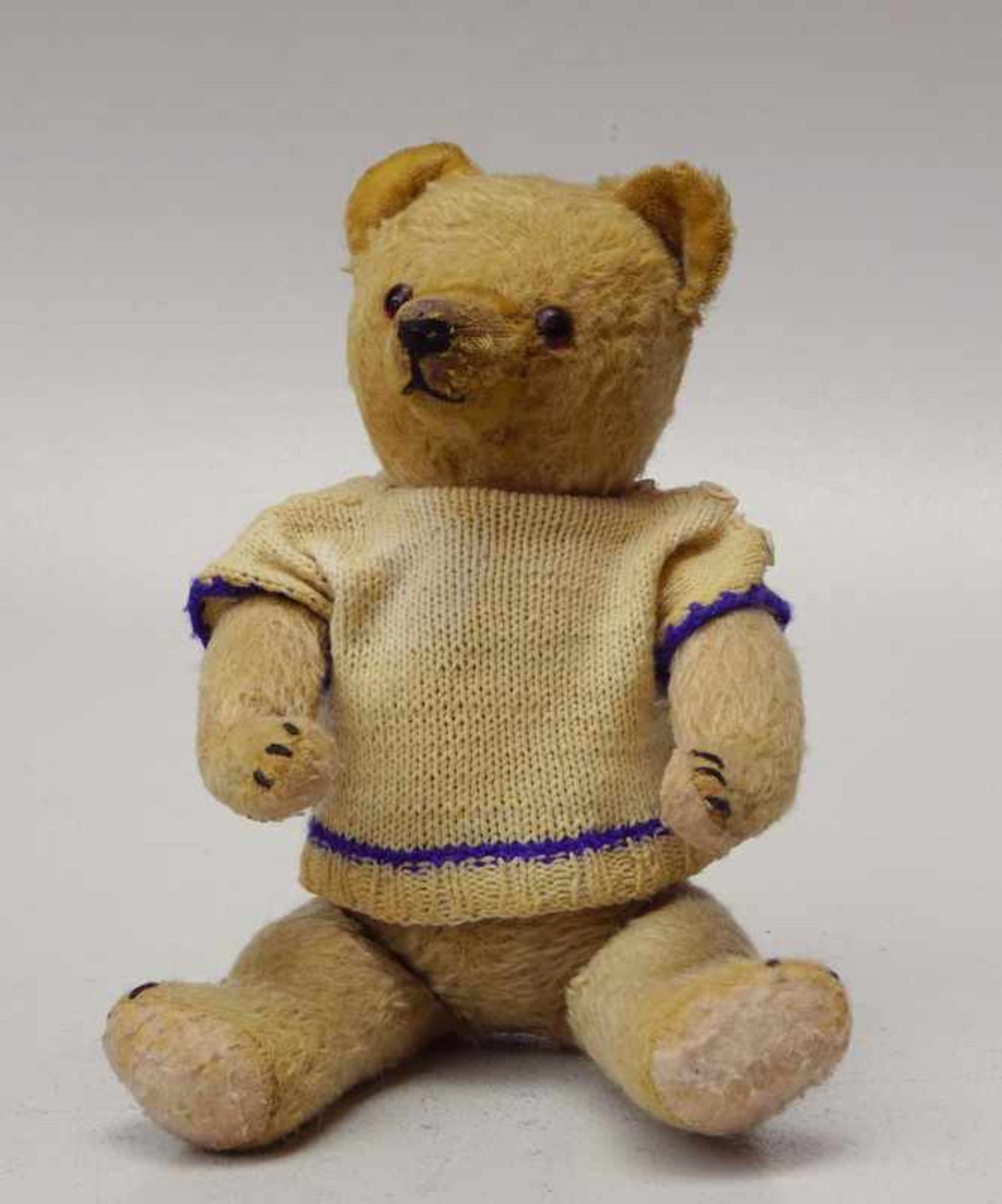 40: Großer Teddybär wohl Steiff Hellbraunes Fell (min. abgegriffen), Arme & Beine 360 Grad