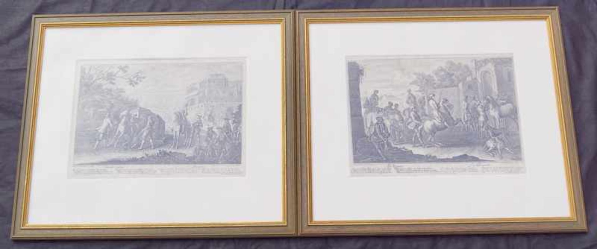 Riedinger, Johann Elias (1668 Augsburg- 1776 Ebenda): 2 Original Kupferstiche aus dem 18. Jhd.2x