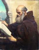 Monogrammist "TR": Lesender Franziskaner-Mönch, 19.Jhd.Öl auf Leinwand, Darstellung eines lesenden