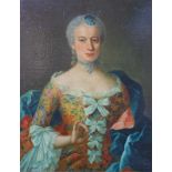 französischer Maler des 18.Jhd.: Porträt einer höfischen Dame, Rokoko, 18.Jhd.Öl auf Leinwand, auf