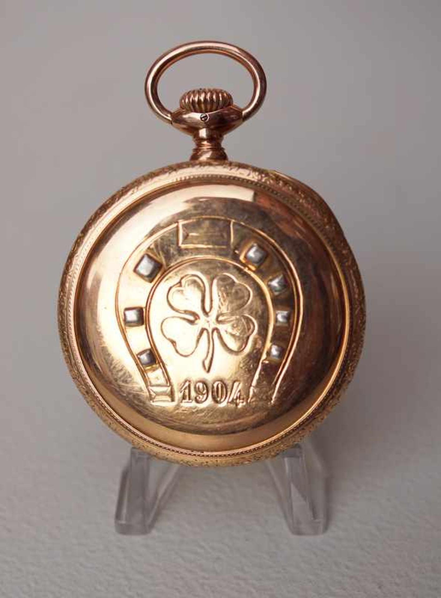 Taschenuhr von J. Assmann Glashütte in Sachsen 1904 RosegoldSilbernes Zifferblatt mit dezentraler - Image 2 of 3