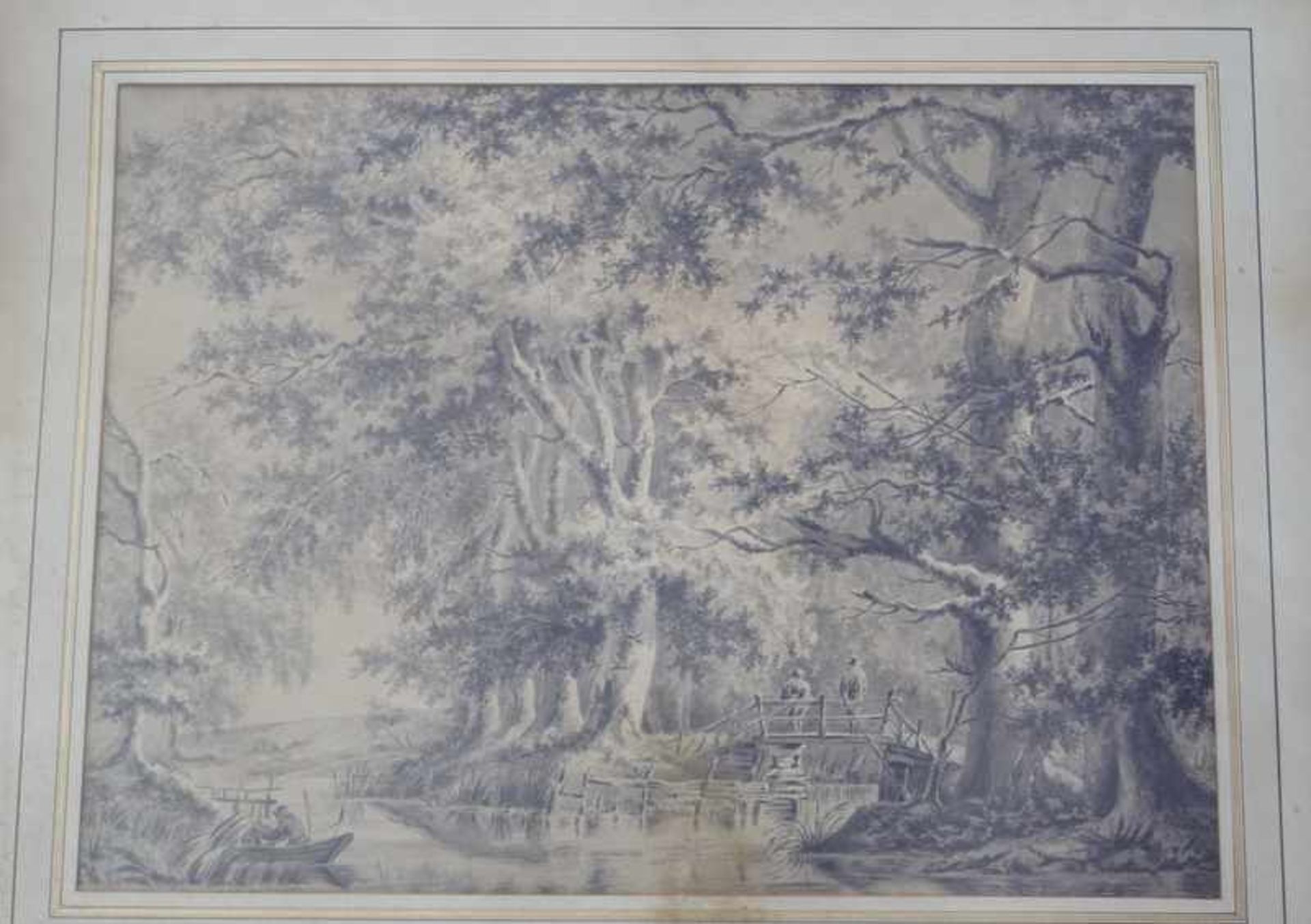 Roelofs, Willem (1822 in Amsterdam;  1897 in Berchem): Flusslandschaft mit alten Eichen und