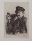 Leibl, Wilhelm (*1844 in Köln, † 1900 in Würzburg): Sammlung dreier GrafikenRadierung "Der
