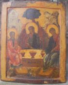 Das letzte Abendmahl-Troiza - Dreifaltigkeitsikone Russland 17. Jh.drei Engel bei Tisch als Symbol