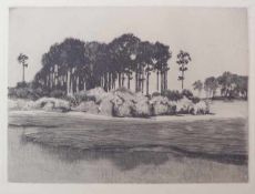 Walter Leistikow (*1865 in Bromberg, † 1908 in Zehlendorf): „Märkische Landschaft“, Radierung, ca.