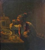 Hasenclever, Johann Peter (1810 Remscheid- 1853 Düsseldorf): "Der Trinker", Mitte 19.Jhd.Öl auf