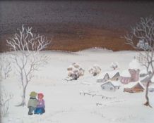Markl, Heidi: 3 kleinformatige Gemälde,Winterlandschaften,dat. 1980 und 81Öl auf Holzplatte,