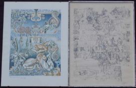 Friedrich Gros (*1891, † 1970): Große Farblithografie "Monstrum Himanum"signiert unten links "