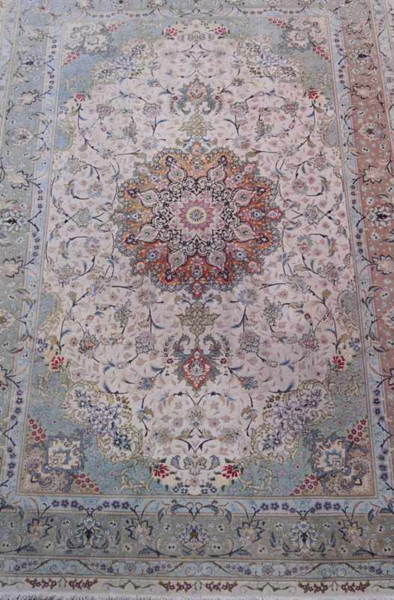feiner persischer TäbrizWolle auf Baumwolle, feine Qualität, ca. 290.000 Knoten pro Quadratmeter, - Bild 2 aus 3