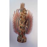 großer Garuda, Bali/IndonesienHolz, geschnitzt und farbig gefasst, Fehlstellen, Besch. die Flügel zu