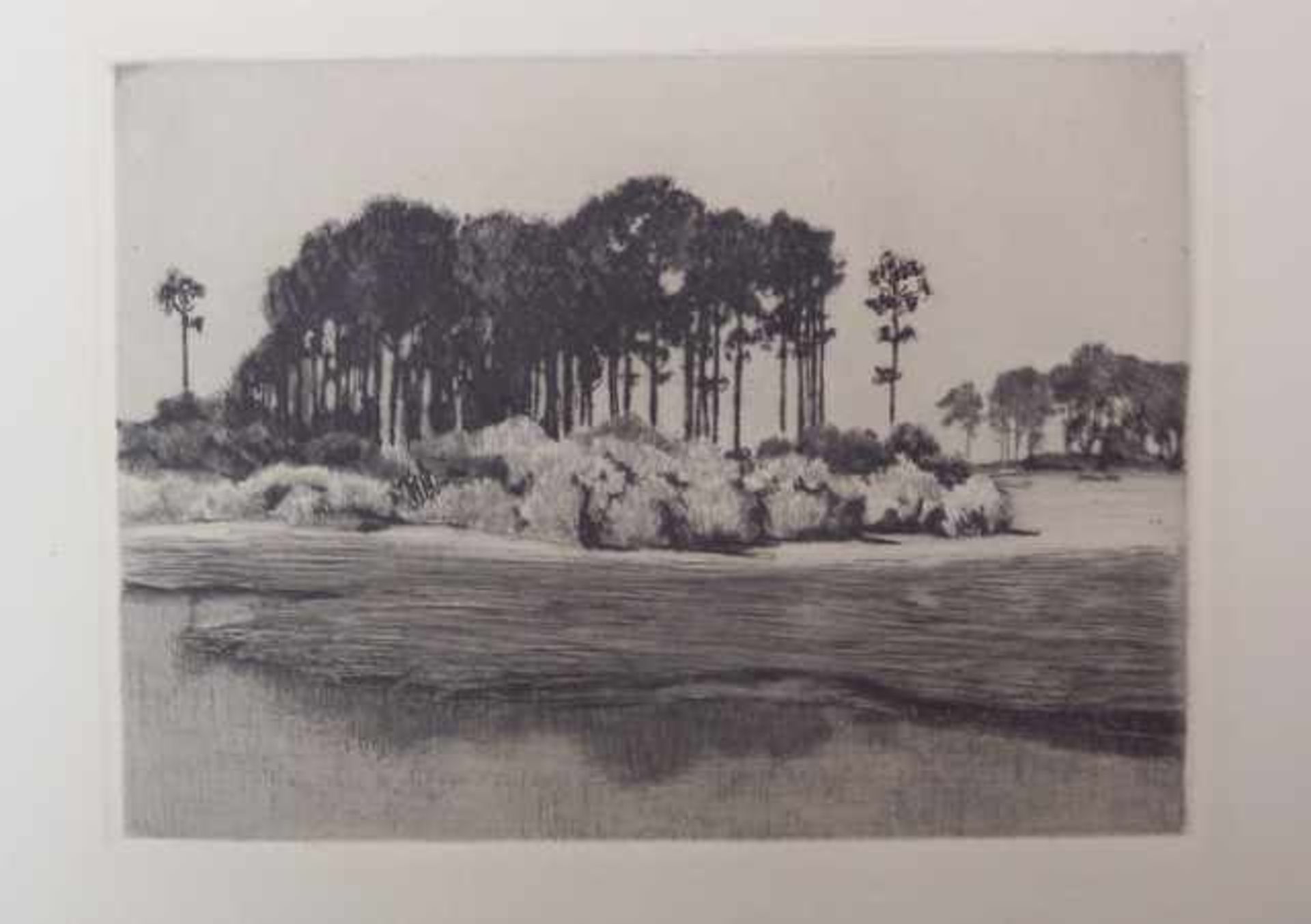 Walter Leistikow (*1865 in Bromberg,  1908 in Zehlendorf): Märkische Landschaft, Radierung, ca. - Bild 3 aus 3