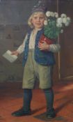 Kirberg, Otto (1850 Elberfeld - 1926 Düsseldorf): Kleiner Junge mit Blumentopf, dat. (18)95Öl auf