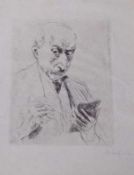 Liebermann, Max (1847 Berlin-1935 ebenda): Selbstporträt mit Zeichenblock,1923Radierung auf