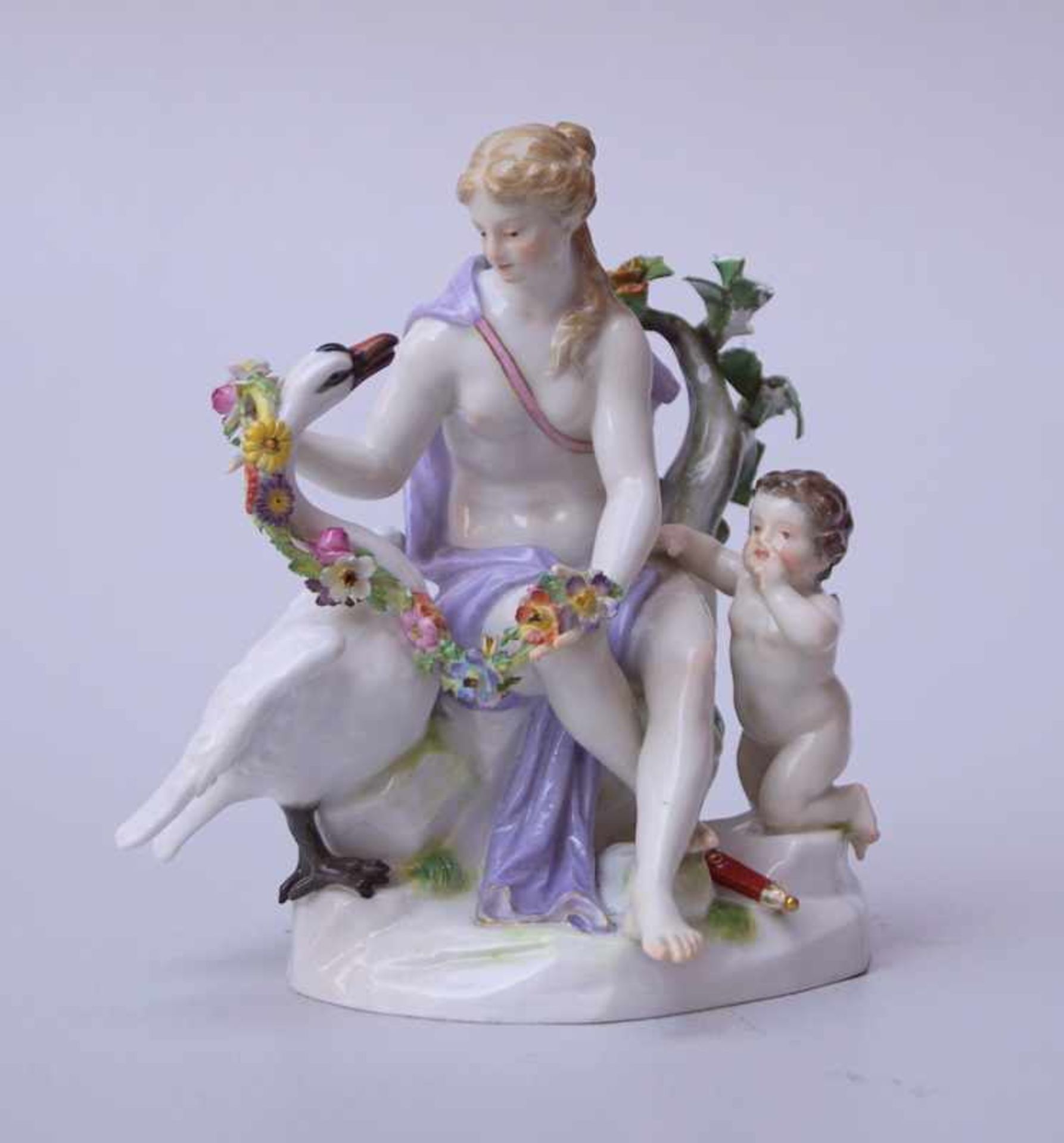 Königl. Meissen (Unterglasurblaue Marke (frühe Knaufzeit) 1850-1900 1. Wahl): Leda und der