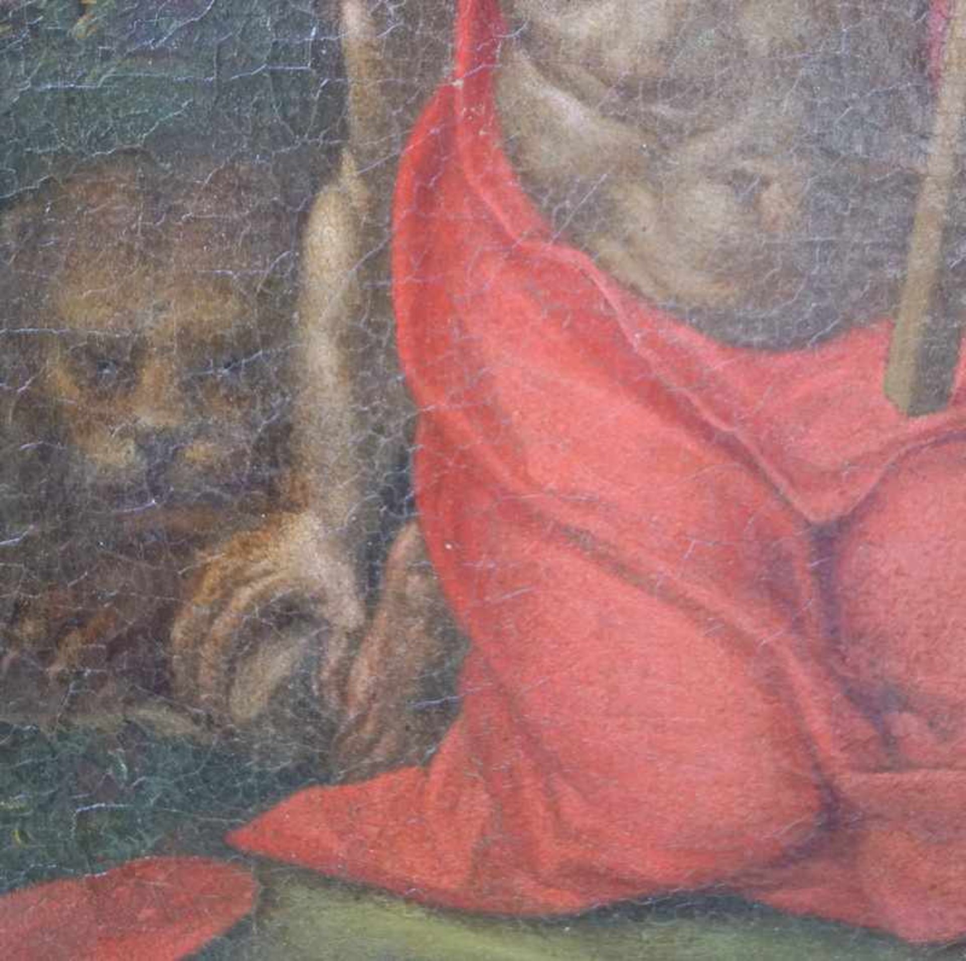 Italienischer Meister 17. JH: Heiliger Daniel mit Kreuz in der LöwengrubeÖl auf Leinwand, - Image 3 of 3
