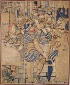 Große flämische Tapisserie des frühen 17. Jhd.Wolle mit Naturfarben, Darstellung eines Königlichen
