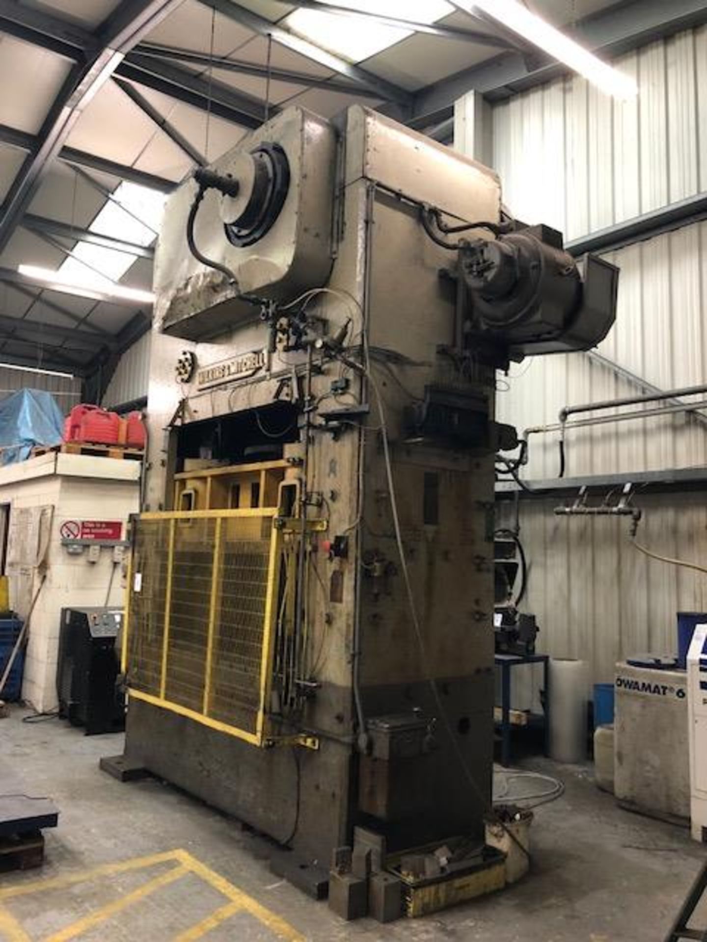 WILKINS & MITCHELL Type D65412 200ton hydraulic down stroking power press, works no: 47/104, 20 - Image 2 of 4