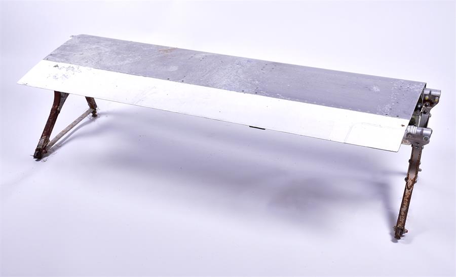 Aviation Interest. A bench made from an aircraft wing flap mounted on aircraft seat legs, formed - Image 2 of 4