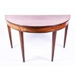 A George III mahogany demi lune pier table  formerly part of a D-end dining table, on four