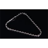 A 9ct white gold necklace comprising of box-link segments, with lobster claw clasp, 42 cm long, 23