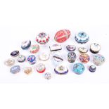 A large collection of enamel pill boxes to include examples by Halcyon Days, Limoges, Royal